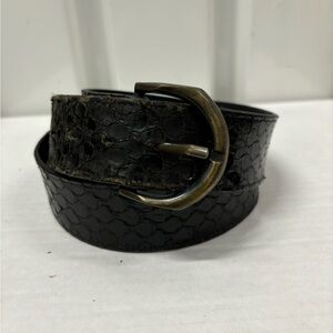 Vintage Black Snakeskin Men's Belt Unisex I. Magnin